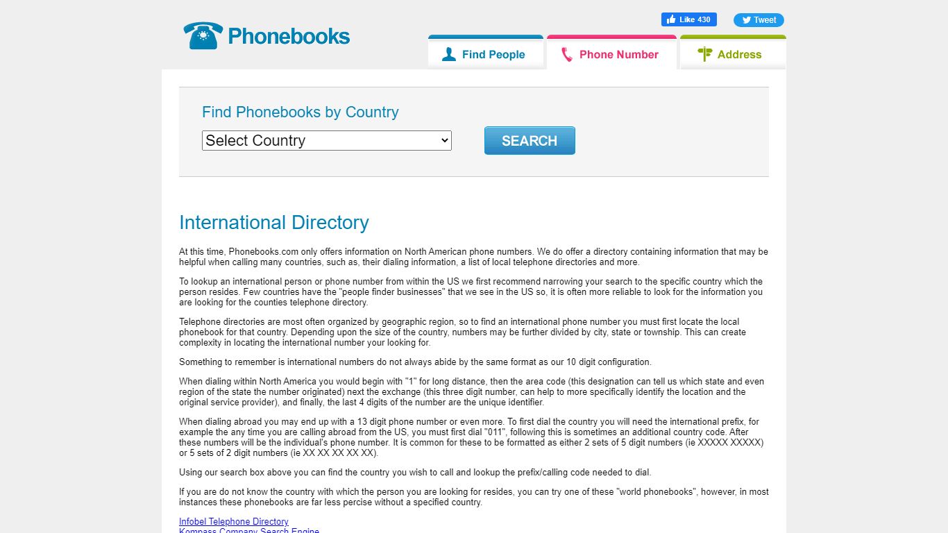 International Phone Book Search | International People Search